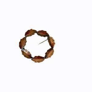 Vintage Mid-Century Brooch Circle of Leaves Pin Co